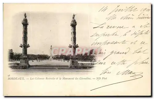 Cartes postales Bordeaux Les colonnes Rostrales Et Le Monument Des Girondins