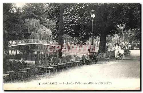 Cartes postales Bordeaux Le jardin Public une Allee le Pont de Fer