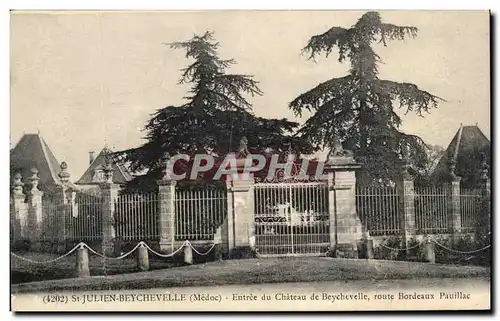 Cartes postales St Julien Beychevelle Entree du Chateau de Beychevelle route Bordeaux Pauillac