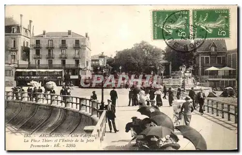 Ansichtskarte AK Arcachon Cote d&#39ARgent Place Thiers et l&#39Entree de la Jetee Promenade