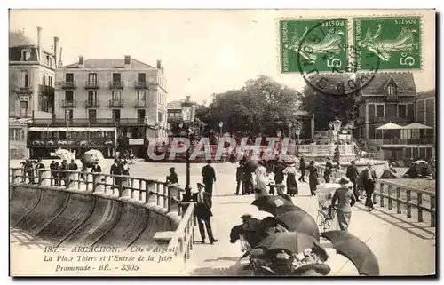 Cartes postales Arcachon Cote d&#39ARgent Place Thiers et l&#39Entree de la Jetee Promenade
