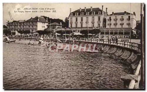 Ansichtskarte AK Arcachon La Plage Maree Baute Les Hotels