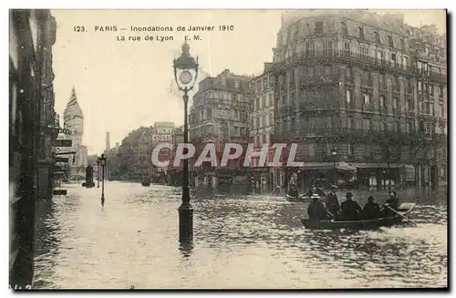 Cartes postales Paris inondations De Janvier 1910 La Rue De Lyon Gare de Lyon