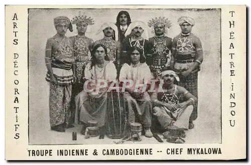 Ansichtskarte AK Troupe indienne Cambodgienne Chef Mykalowa Theatre Indou Arts decoratifs Paris