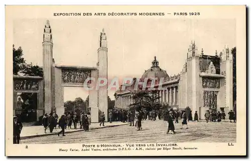 Ansichtskarte AK Exposition Internationale Dez Arts Decoratifs Paris Porte D&#39Honneur Vue Vers Les Invalides