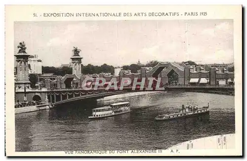 Cartes postales Exposition Internationale Dez Arts Decoratifs Paris Vue Panoramique Du Pont Alexandre III