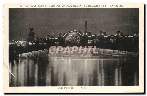 Cartes postales Paris Exposition Internationale Des Arts Decoratifs Vue De Nuit Tour Eiffel