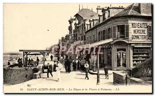 Ansichtskarte AK Saint Aubin Sur Mer La Digue et la Pierre a Poissons