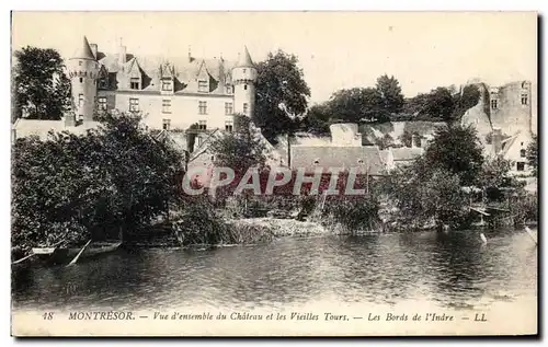 Ansichtskarte AK Montresor Vue d&#39ensemble du Chateau et les Vieilles Tours les Bords de l&#39Indre