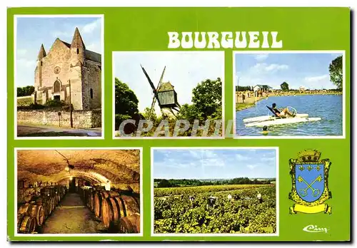 Cartes postales moderne Bourgueil L&#39Abbaye Le Moulin bleu Le Plan d&#39eau Une cave Vendanges