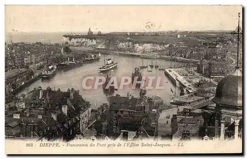 Ansichtskarte AK Dieppe Panorama du Port pris de I&#39Eglise Saint Jacques