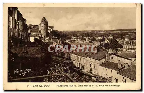 Cartes postales Bar Le Duc Panorama sur la Vile Basse et la Tour de I&#39Horloge