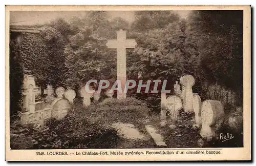 Ansichtskarte AK Lourdes Chateau Fort Musee Pyreneen Reconstitution d&#39un cimetiere basque