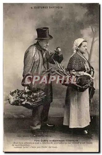 Cartes postales Costumes Sarhols Pere Queru et biaitresse Chanteple Folklore Costume