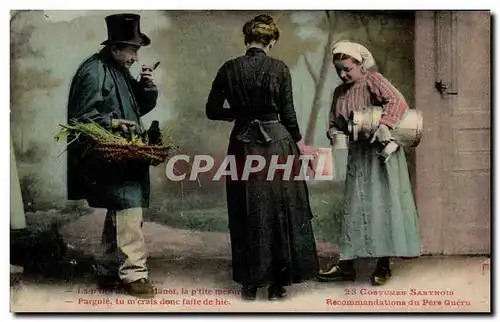 Cartes postales Costumms Santmois Recommandations du pere Queru Folklore Costume Sarthe