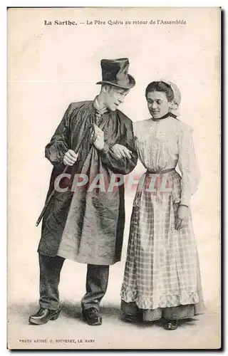 Cartes postales La Sarthe Le Pere Queru au retour de l&#39Assemblee Folklore Costume