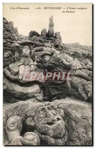 Cartes postales Cote D'Emeraude Rotheneuf L'Ermite Sculptant les Rochers
