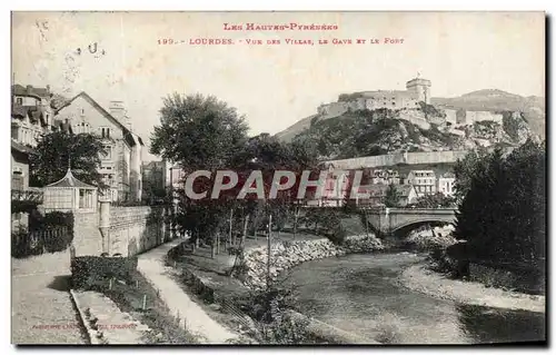 Cartes postales Les Hautes Pyrenees Lourdes Vue Des Villas Le Gave Et Le Fort