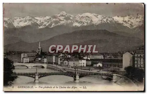 Cartes postales Grenoble Vue Generale Et La Chaine Des Alpes