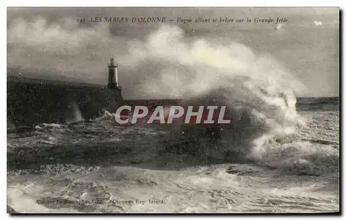 Ansichtskarte AK Les Sables D&#39Olonne Vague allant se briser sur la Grande Jetee