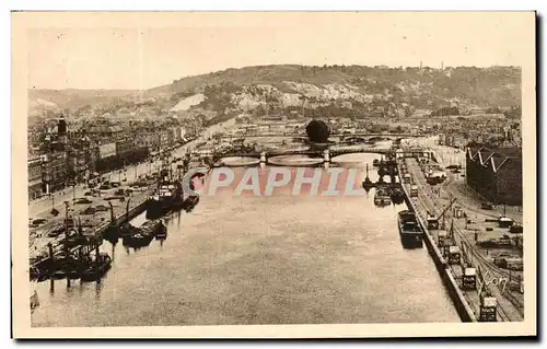 Cartes postales Rouen La Seine et la Cote Sainte Marie Bateaux