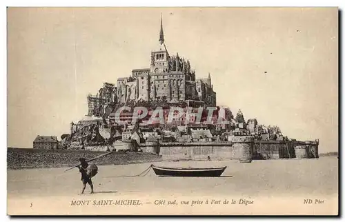 Cartes postales Le Mont Saint Michel Cote sud vue prise a l'est de la Digue Pechuer
