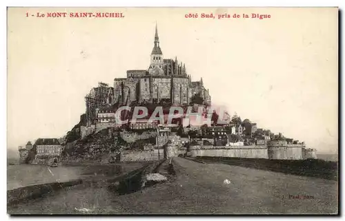 Cartes postales Le Mont Saint Michel Cote sud prise de la Digue