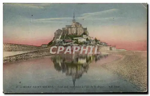 Cartes postales Mont Saint Michel Cote sud vue prise a l&#39est de la Digue