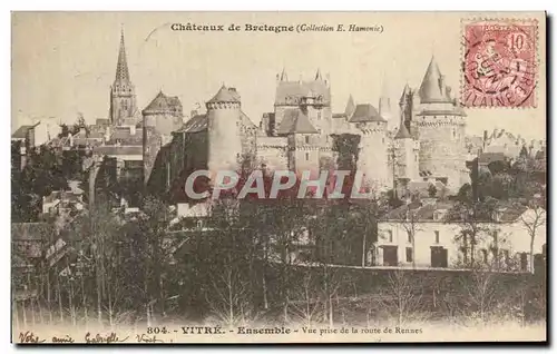 Cartes postales Chateaux de Bretagne Vitre Ensemble Vue Prise de la route de Rennes