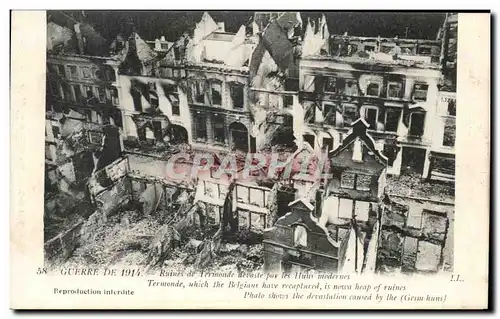 Cartes postales Guerre De 1914 Ruines de Termode Devasle Par les Huns Modernes Militaria