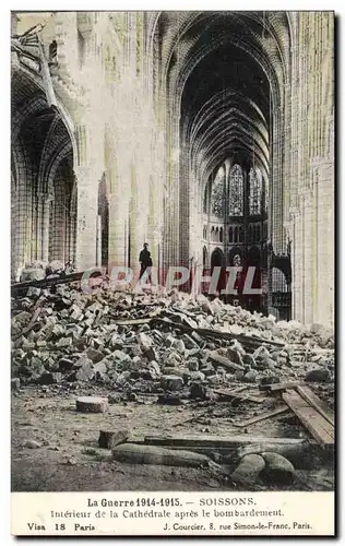 Ansichtskarte AK Soissons Interieur de la Cathedrale apres le Bombardement Militaria