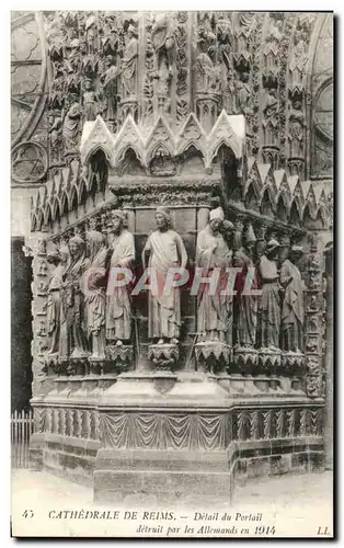 Ansichtskarte AK Cathedrale De Reims Detail du Portail detruit par les allemands en 1914