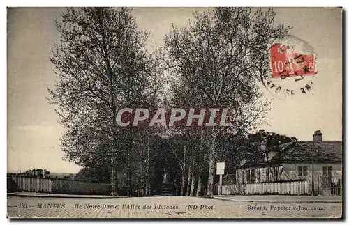 Cartes postales Mantes Ile Notre Dame l&#39Allee des Platanes