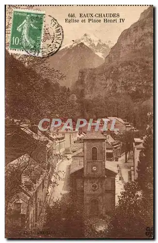 Cartes postales Eaux Chaudes Eglise Et Place Henri IV