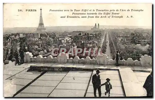 Ansichtskarte AK Paris Panorama Vers La Tour Eiffel Et Le Trocadero Pris De l&#39Arc De Triomphe Tour Eiffel