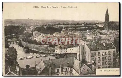 Cartes postales Metz Digue de la Pucelle et Temple Protestant