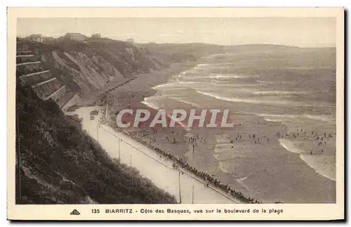 Cartes postales Biarritz Cote des Basques vu sur le boulevard de la plage