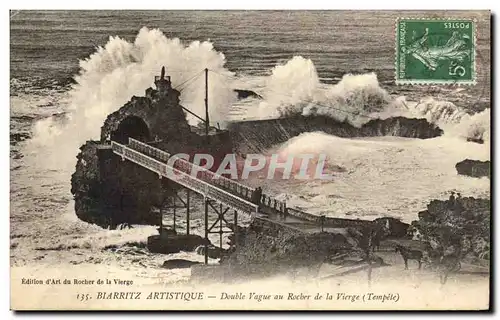 Ansichtskarte AK Biarritz Double Vague au Rocher de la Vierge