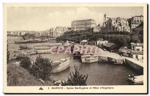 Cartes postales Biarritz Eglise Ste Eugenie et Hotel d'Angleterre pecheurs