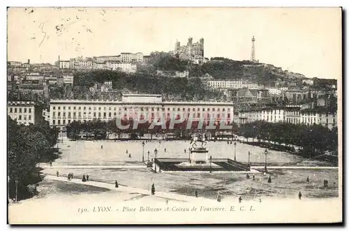 Ansichtskarte AK Lyon Place Bellecour et Coteau de Fourviere