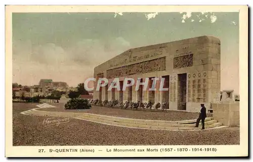 Cartes postales St Quentin Le Monument aux Morts 1557 1870 1914 1914 Militaria