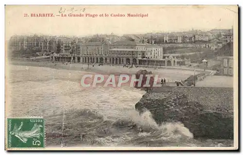 Cartes postales Biarritz La Grande Plage et le Casino Minicipal