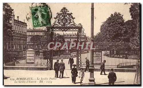 Cartes postales Bordeaux Le Jardin Public La Grille d'Entree