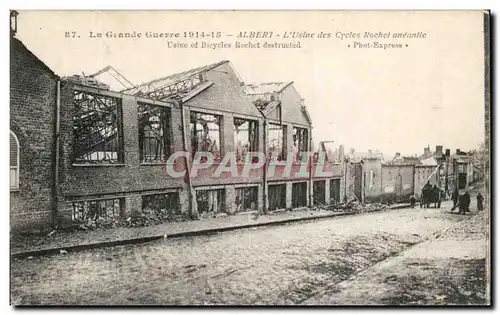 Cartes postales La Grande Guerre Albert L'Usine des Cycles Rochet Aneantie Velo Cycle
