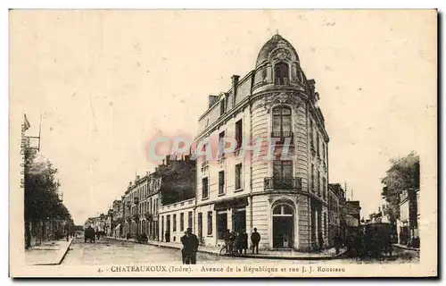 Cartes postales Chateauroux Aveune de la Republique et rue JJ Rousseau