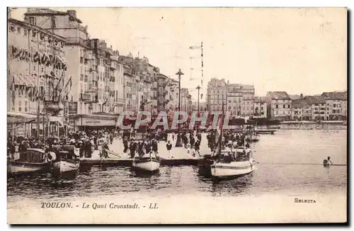 Ansichtskarte AK Toulon Le Quai Cronstadt Bateaux