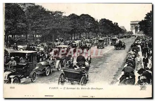 Cartes postales Paris L&#39Avenue du Bois de Boulogne Automobile