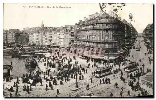 Cartes postales Marseille Rue de la Republique Bateaux