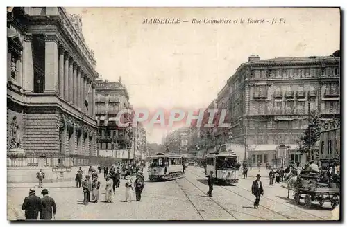 Ansichtskarte AK Marseille Rue Cannebierre et la Bourse Tramways