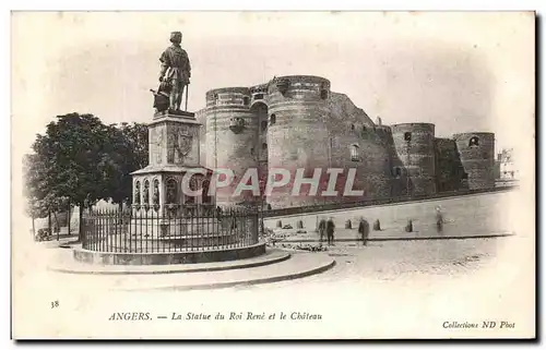 Cartes postales Angers La Statue du Roi Rene et le Chateau